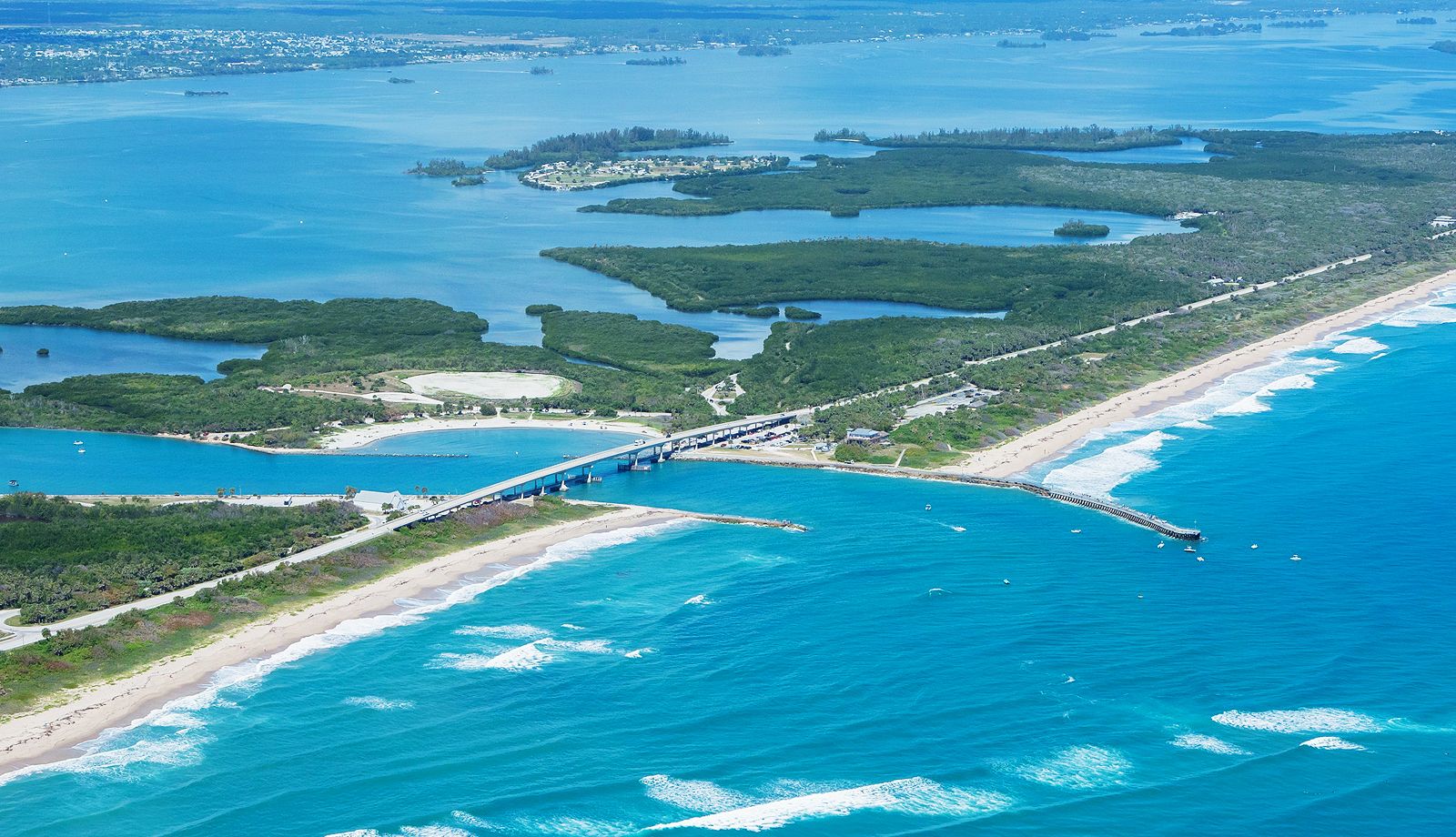 Aerial shot of beach in Sebastian, FL